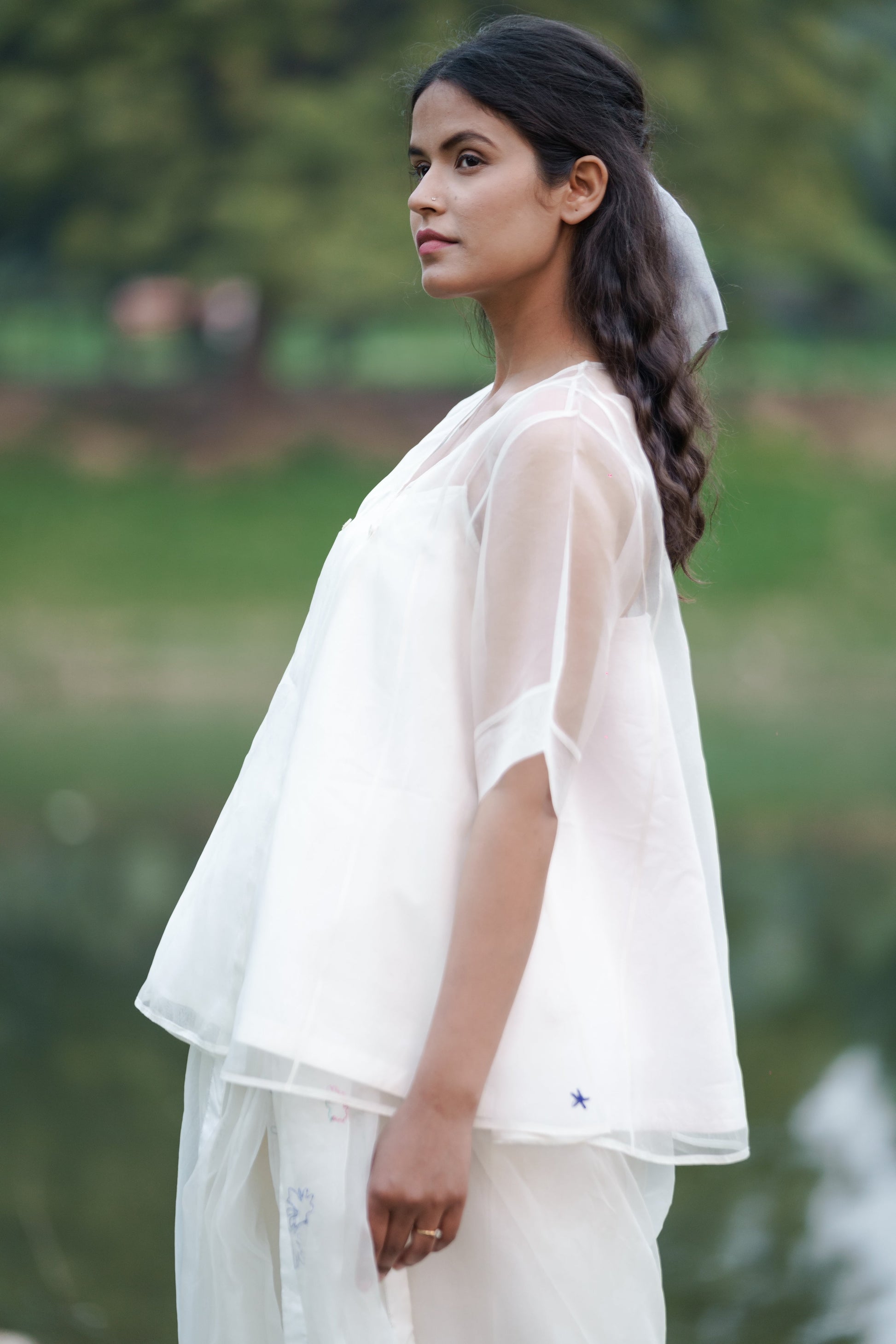 White Cotton Angrakha Top at Kamakhyaa by Ahmev. This item is Casual Wear, Cotton, July Sale, July Sale 2023, Natural, Peplum Tops, Relaxed Fit, Silk Organza, Solids, Tops, White, Womenswear