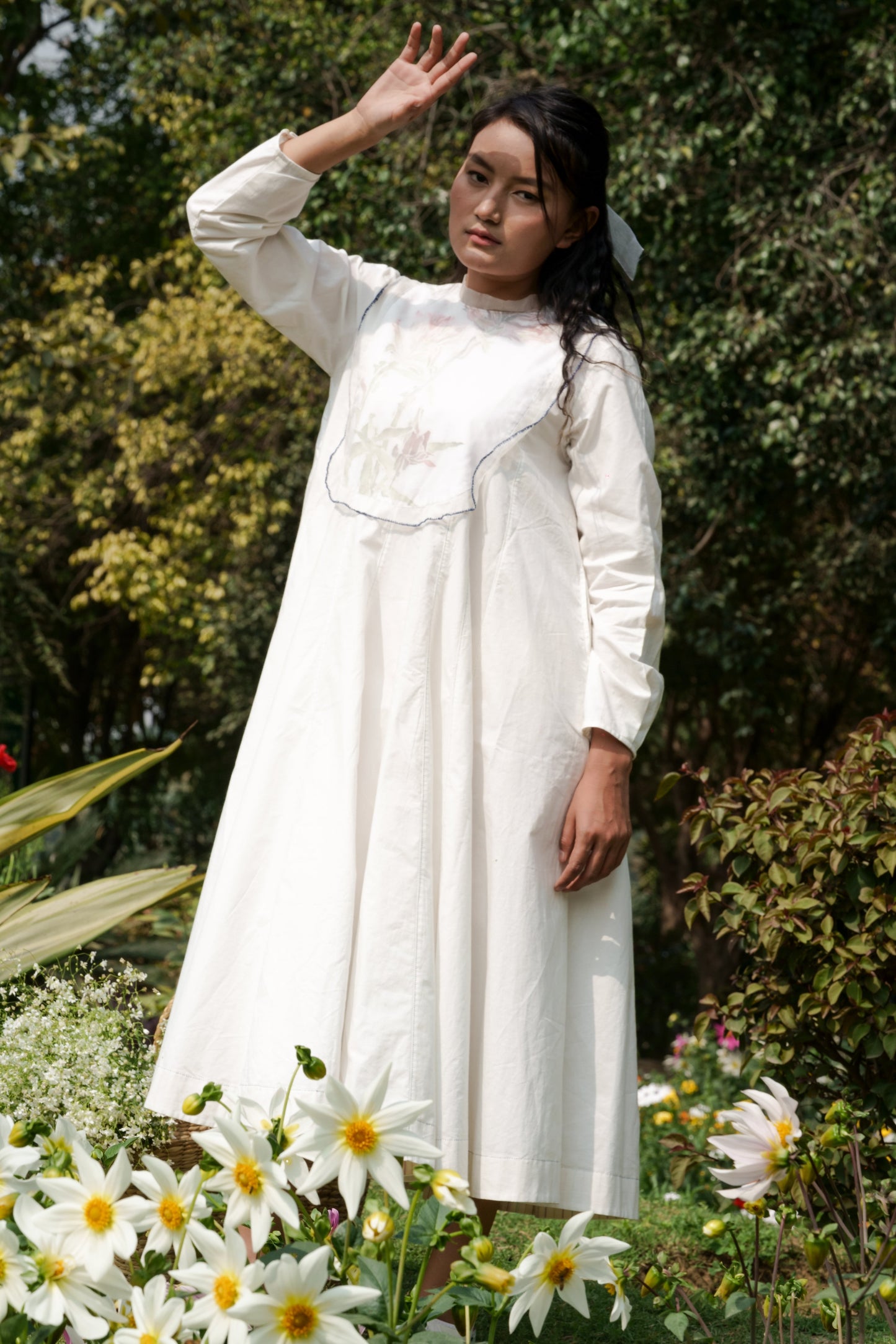 White Cotton Maxi Dress at Kamakhyaa by Ahmev. This item is Casual Wear, Cotton, July Sale, July Sale 2023, Midi Dresses, Natural, Relaxed Fit, Silk Organza, Solids, White, Womenswear