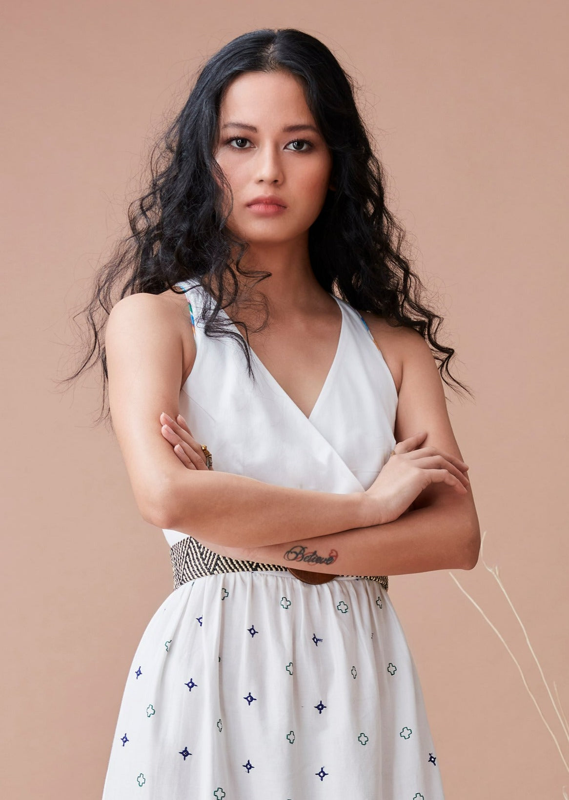 White Cotton Maxi Dress at Kamakhyaa by Dan Ba. This item is Cotton, July Sale, July Sale 2023, Maxi Dresses, Natural, Prints, Relaxed Fit, Resort Wear, Sleeveless Dresses, White, Womenswear