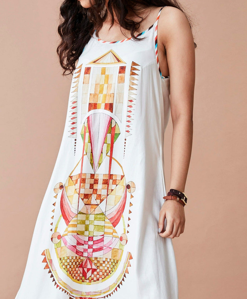 White Cotton Maxi Dress at Kamakhyaa by Dan Ba. This item is Cotton, July Sale, July Sale 2023, Maxi Dresses, Natural, Prints, Relaxed Fit, Resort Wear, Sleeveless Dresses, White, Womenswear