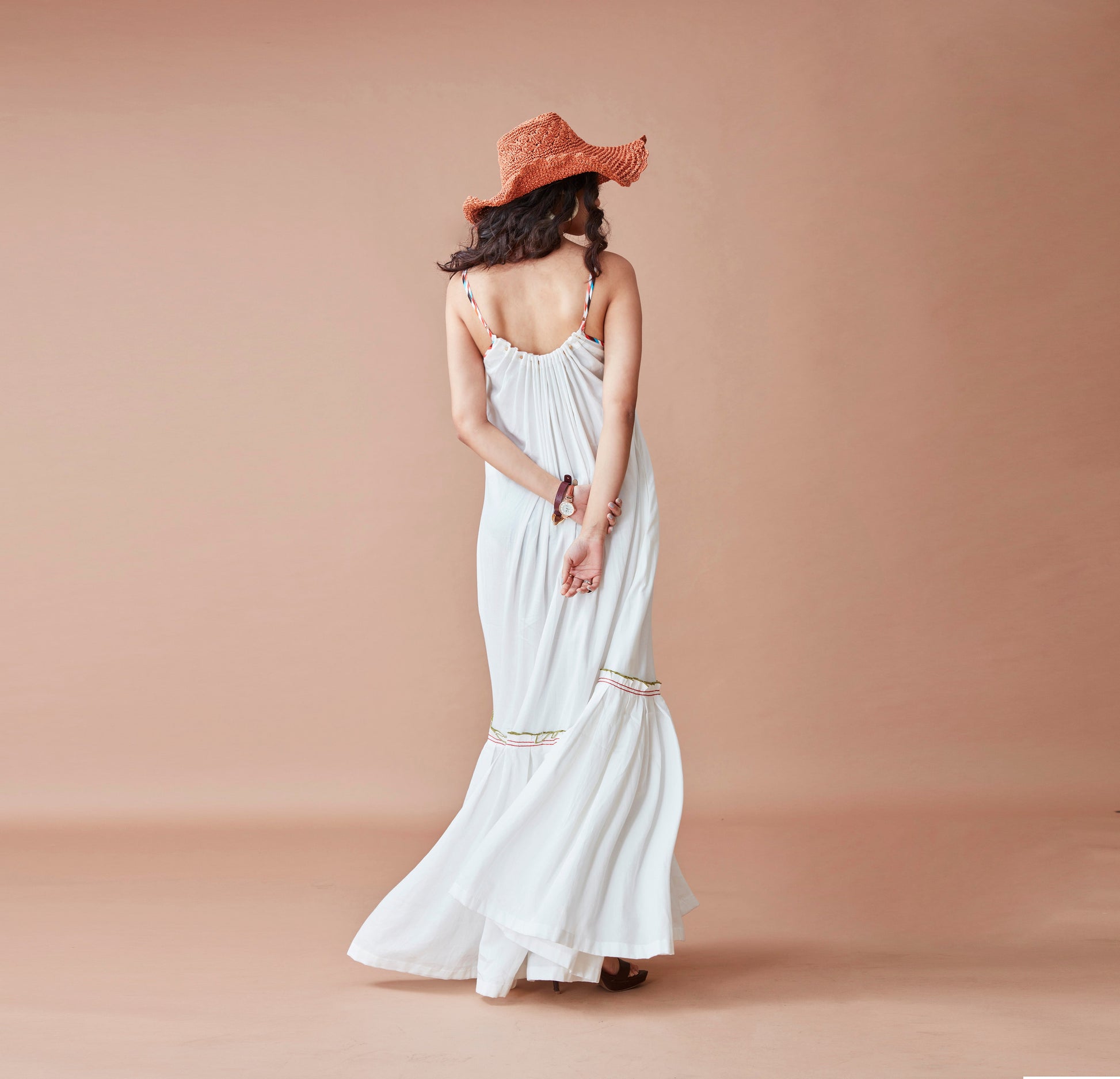 White Cotton Maxi Dress at Kamakhyaa by Dan Ba. This item is Cotton, July Sale, July Sale 2023, Maxi Dresses, Natural, Prints, Relaxed Fit, Resort Wear, Sleeveless Dresses, White, Womenswear