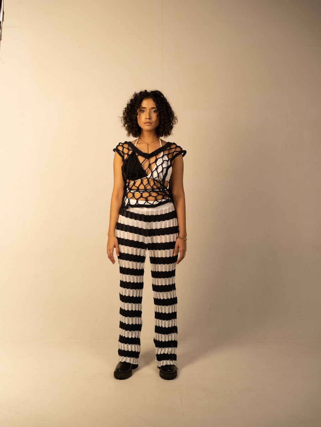 White Cotton Pants at Kamakhyaa by Meko Studio. This item is Blue, Cotton, Fusion Wear, July Sale, July Sale 2023, Pants, Relaxed Fit, Stripes, Tranquil AW-22/23, Upcycled, White, Womenswear