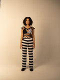 White Cotton Pants at Kamakhyaa by Meko Studio. This item is Blue, Cotton, Fusion Wear, July Sale, July Sale 2023, Pants, Relaxed Fit, Stripes, Tranquil AW-22/23, Upcycled, White, Womenswear