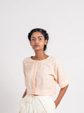 White Cotton Sleeve Top at Kamakhyaa by Ahmev. This item is Casual Wear, Crop Tops, Fitted At Bust, Handloom Cotton, July Sale, July Sale 2023, Natural, Pink, Textured, Tops, Womenswear