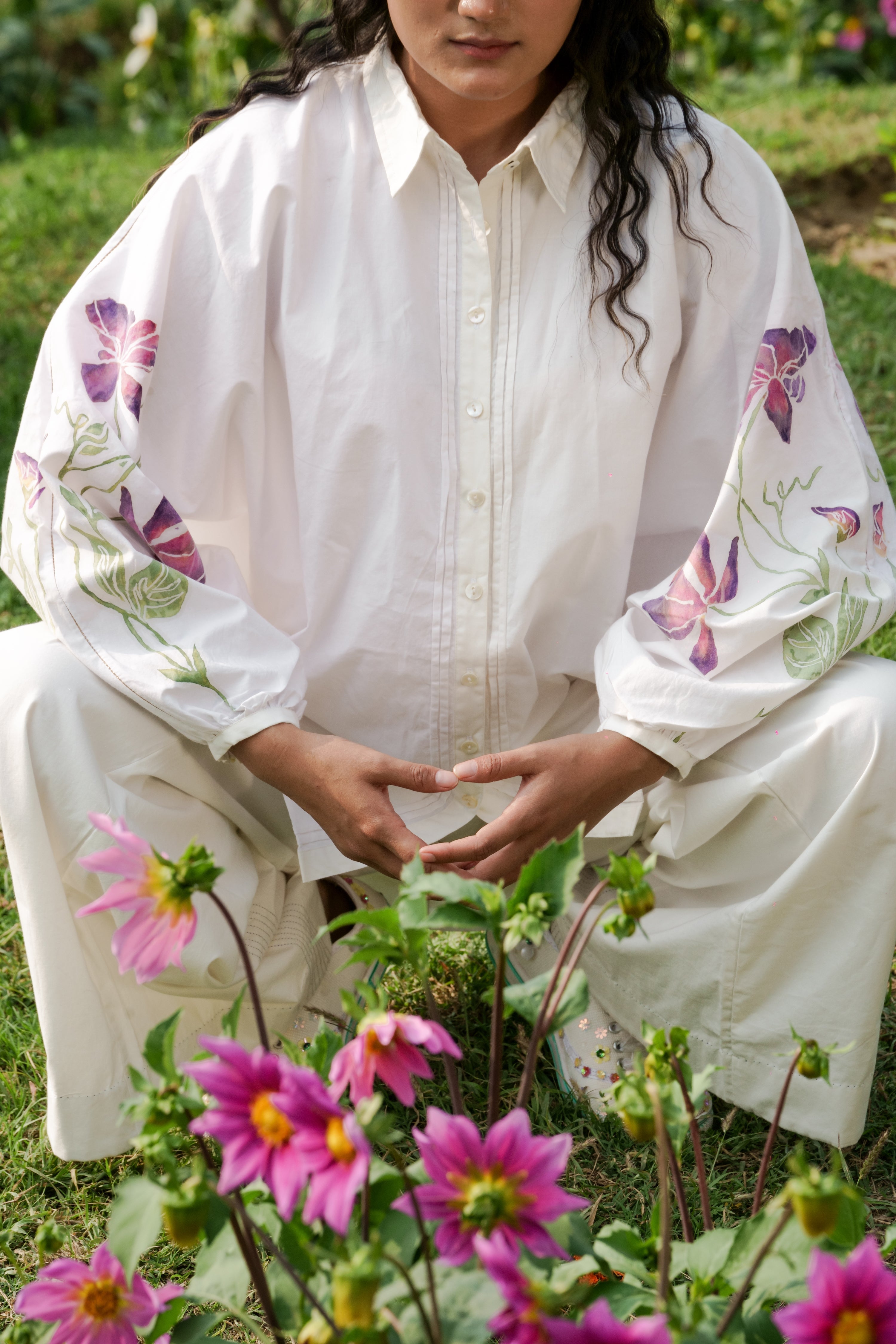 White Cotton Sleeve shirt at Kamakhyaa by Ahmev. This item is Batik, Casual Wear, Cotton, Hanpainted, July Sale, July Sale 2023, Natural, Prints, Regular Fit, Shirts, Tops, White, Womenswear