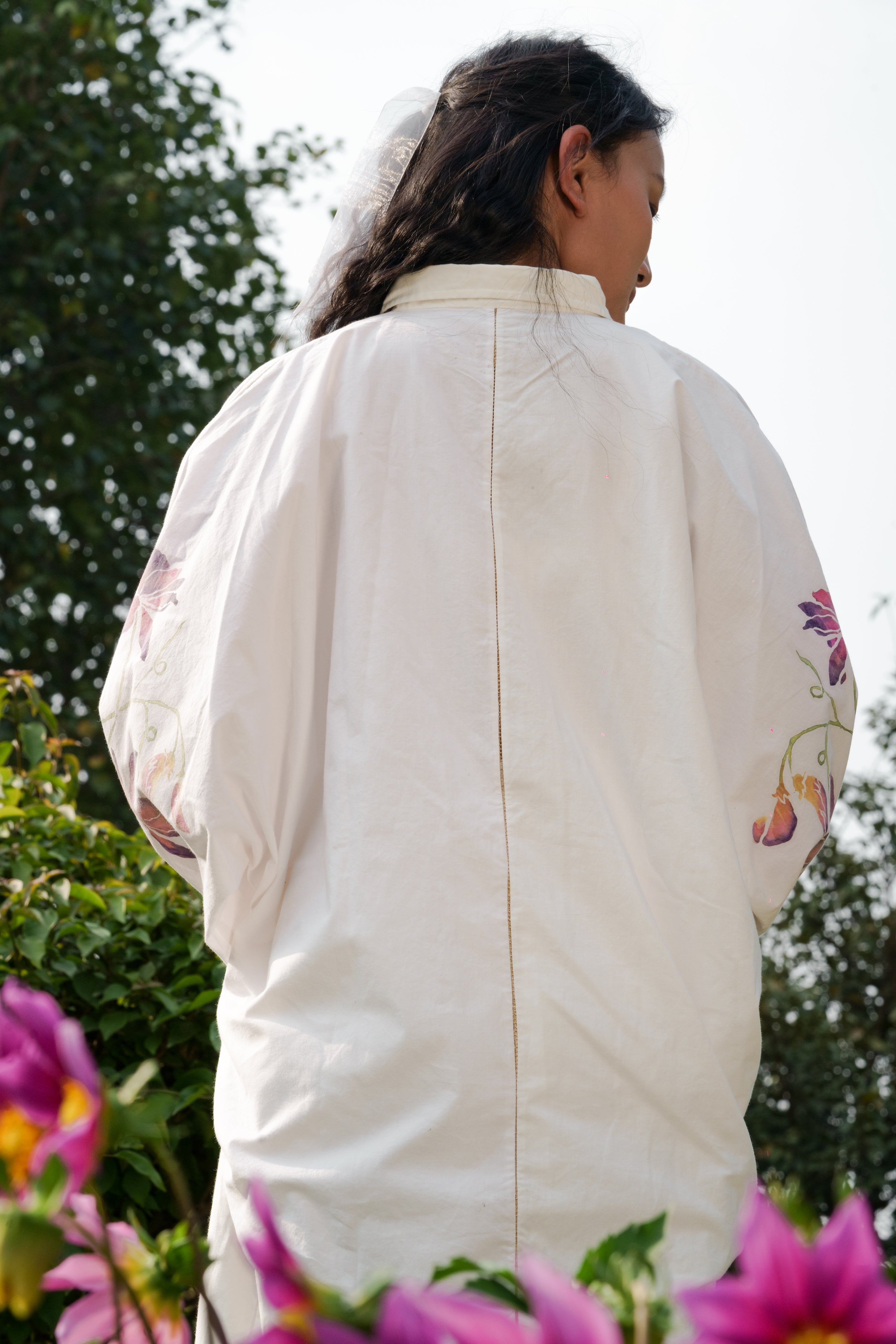 White Cotton Sleeve shirt at Kamakhyaa by Ahmev. This item is Batik, Casual Wear, Cotton, Hanpainted, July Sale, July Sale 2023, Natural, Prints, Regular Fit, Shirts, Tops, White, Womenswear