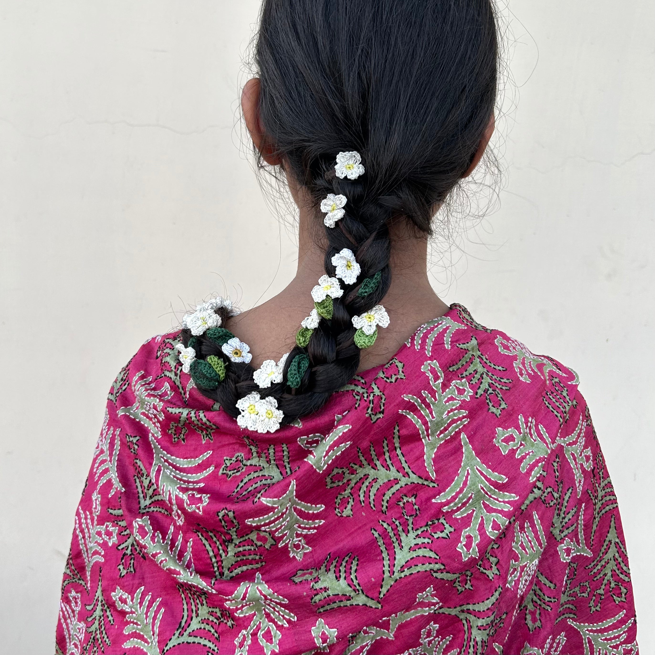 White Crochet Hair Parandi at Kamakhyaa by Ikriit'm. This item is Accessories, Cotton yarn, Crochet, Free Size, Hair Accessories, Ikriit'm, Natural, White