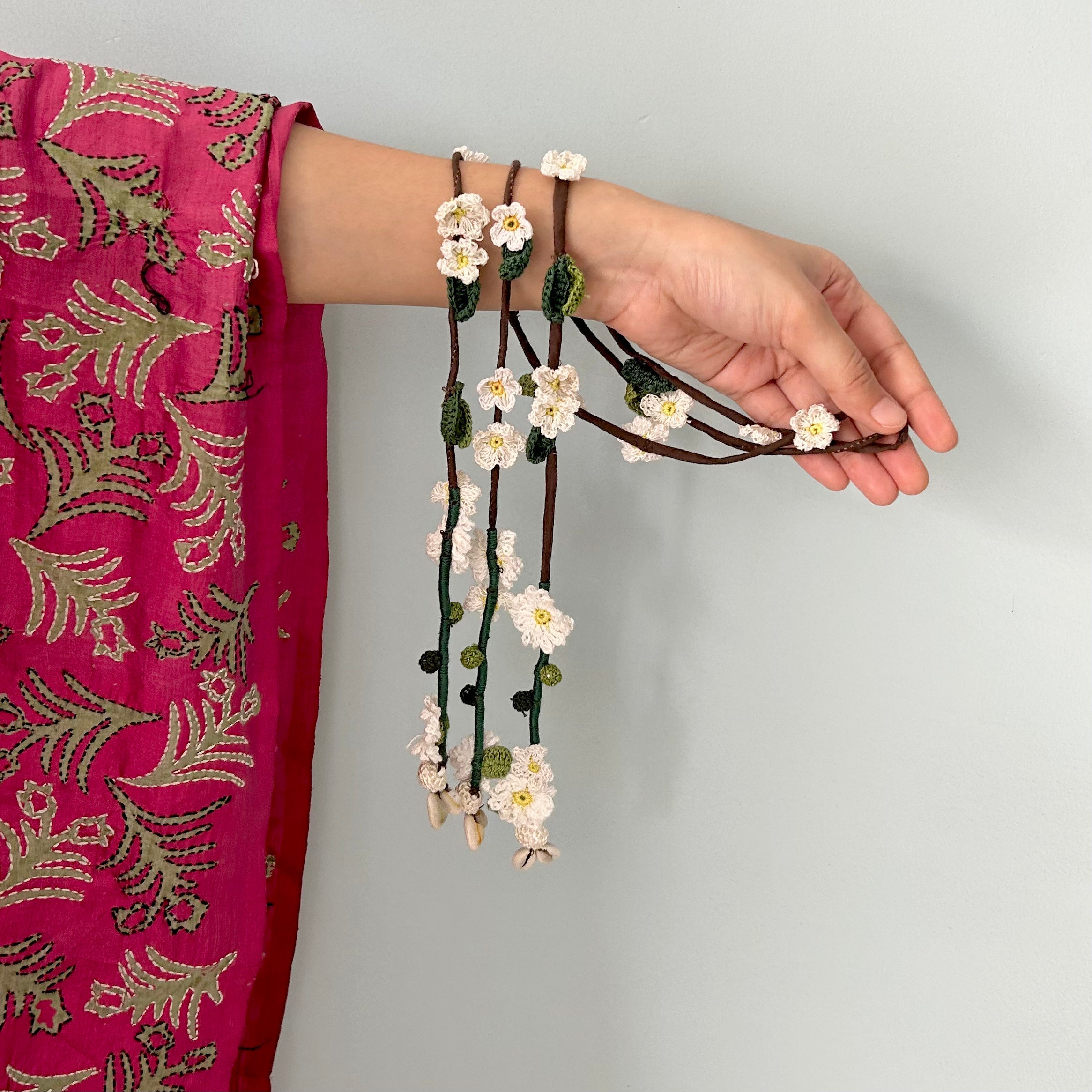 White Crochet Hair Parandi at Kamakhyaa by Ikriit'm. This item is Accessories, Cotton yarn, Crochet, Free Size, Hair Accessories, Ikriit'm, Natural, White