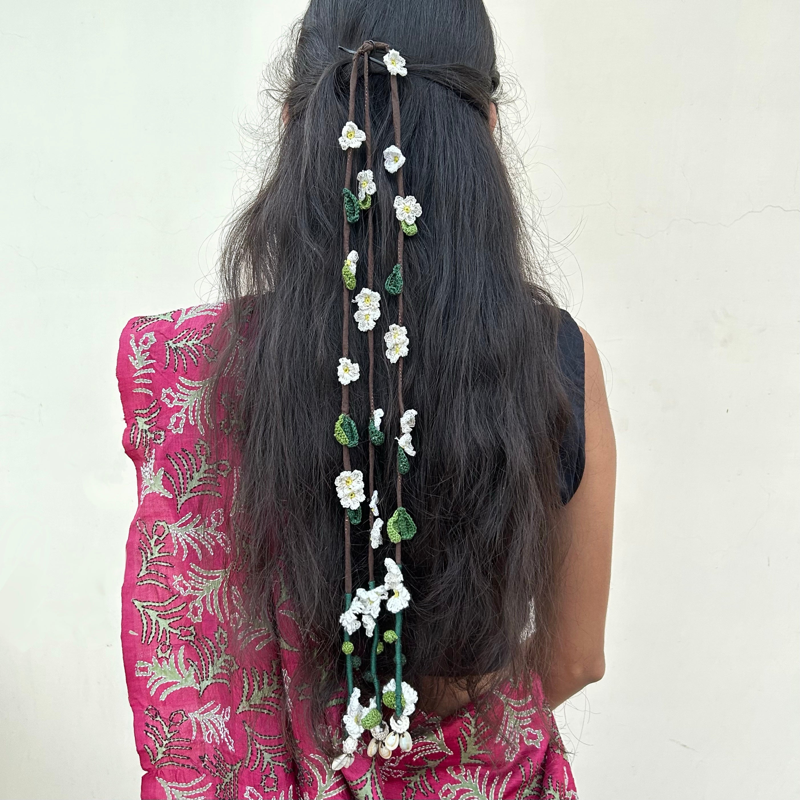 White Crochet Hair Parandi at Kamakhyaa by Ikriit'm. This item is Accessories, Cotton yarn, Crochet, Free Size, Hair Accessories, Ikriit'm, Natural, White