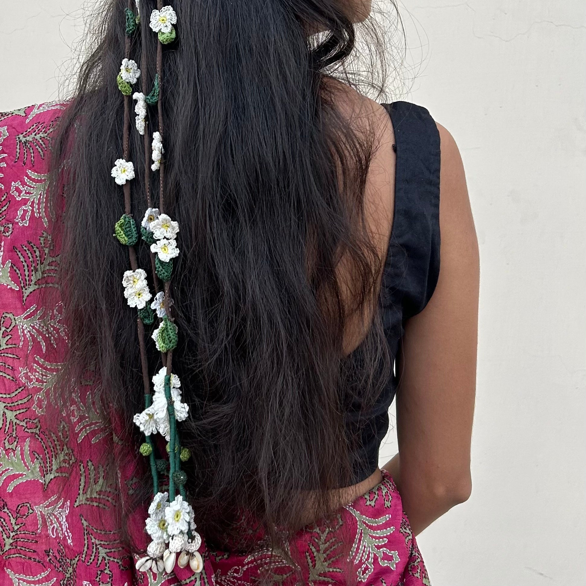 White Crochet Hair Parandi at Kamakhyaa by Ikriit'm. This item is Accessories, Cotton yarn, Crochet, Free Size, Hair Accessories, Ikriit'm, Natural, White