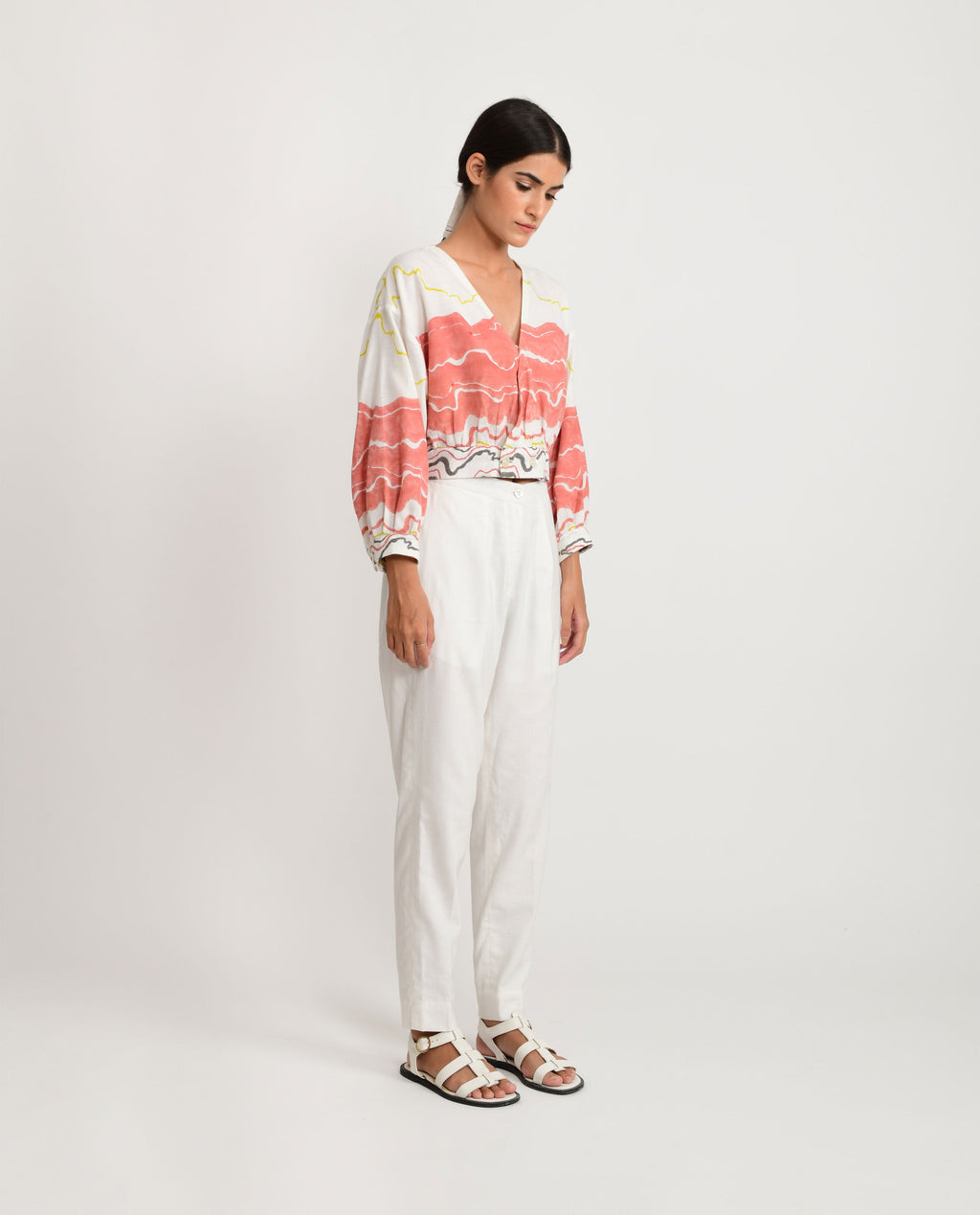 White Crop Top at Kamakhyaa by Rias Jaipur. This item is Azo Free Dye, Bamboo, Block Prints, Casual Wear, Cotton, Crop Tops, Organic Cotton, Parat, Regular Fit, White, Womenswear