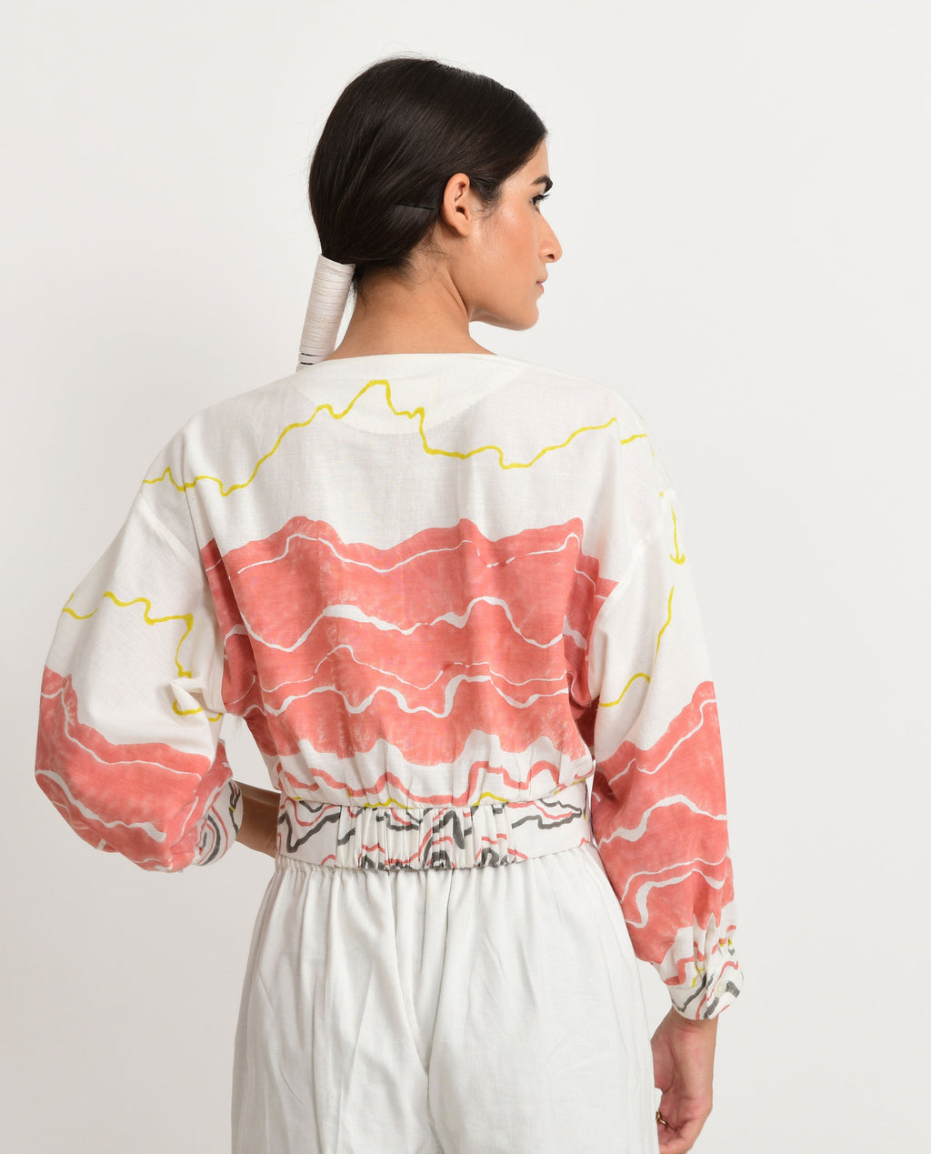 White Crop Top at Kamakhyaa by Rias Jaipur. This item is Azo Free Dye, Bamboo, Block Prints, Casual Wear, Cotton, Crop Tops, Organic Cotton, Parat, Regular Fit, White, Womenswear