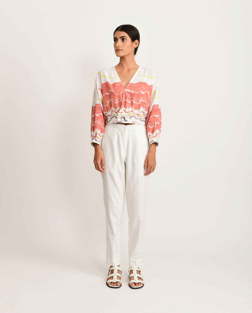 White Crop Top at Kamakhyaa by Rias Jaipur. This item is Azo Free Dye, Bamboo, Block Prints, Casual Wear, Cotton, Crop Tops, Organic Cotton, Parat, Regular Fit, White, Womenswear