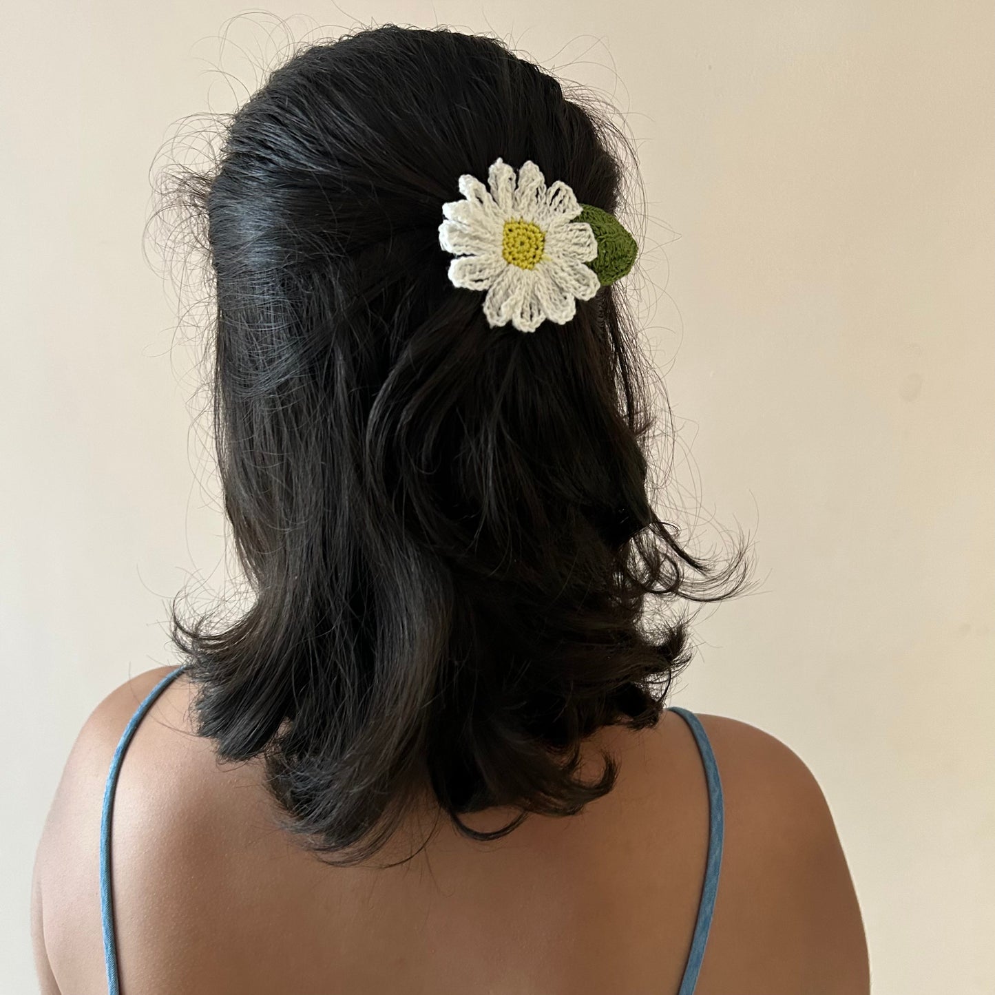 White Daisy Crochet Hair Clip at Kamakhyaa by Ikriit'm. This item is Accessories, Cotton yarn, Crochet, Free Size, Hair Accessories, Ikriit'm, Natural, White
