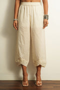 White Embroidered Cotton Pant at Kamakhyaa by Keva. This item is 100% cotton, Best Selling, Capris, Fusion Wear, Less than $50, Natural, New, Off-white, Products less than $25, Relaxed Fit, Saba, Solids, White, Womenswear