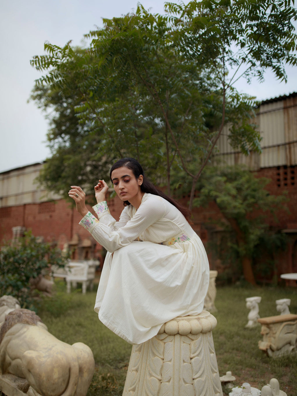 White Embroidered Midi Dress at Kamakhyaa by The Loom Art. This item is Embroidered, Handwoven Cotton, July Sale, July Sale 2023, Midi Dresses, Natural, Party Wear, Regular Fit, Vintage Summer, White, Womenswear