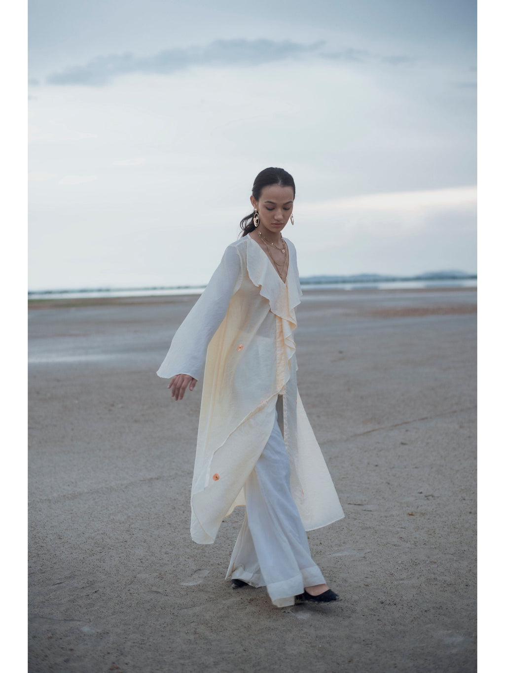 White Embroidered Shirt at Kamakhyaa by The Loom Art. This item is Chanderi Silk, Embroidered, July Sale, July Sale 2023, Natural, Party Wear, Regular Fit, Serendipity, Shirts, Tops, White, Womenswear