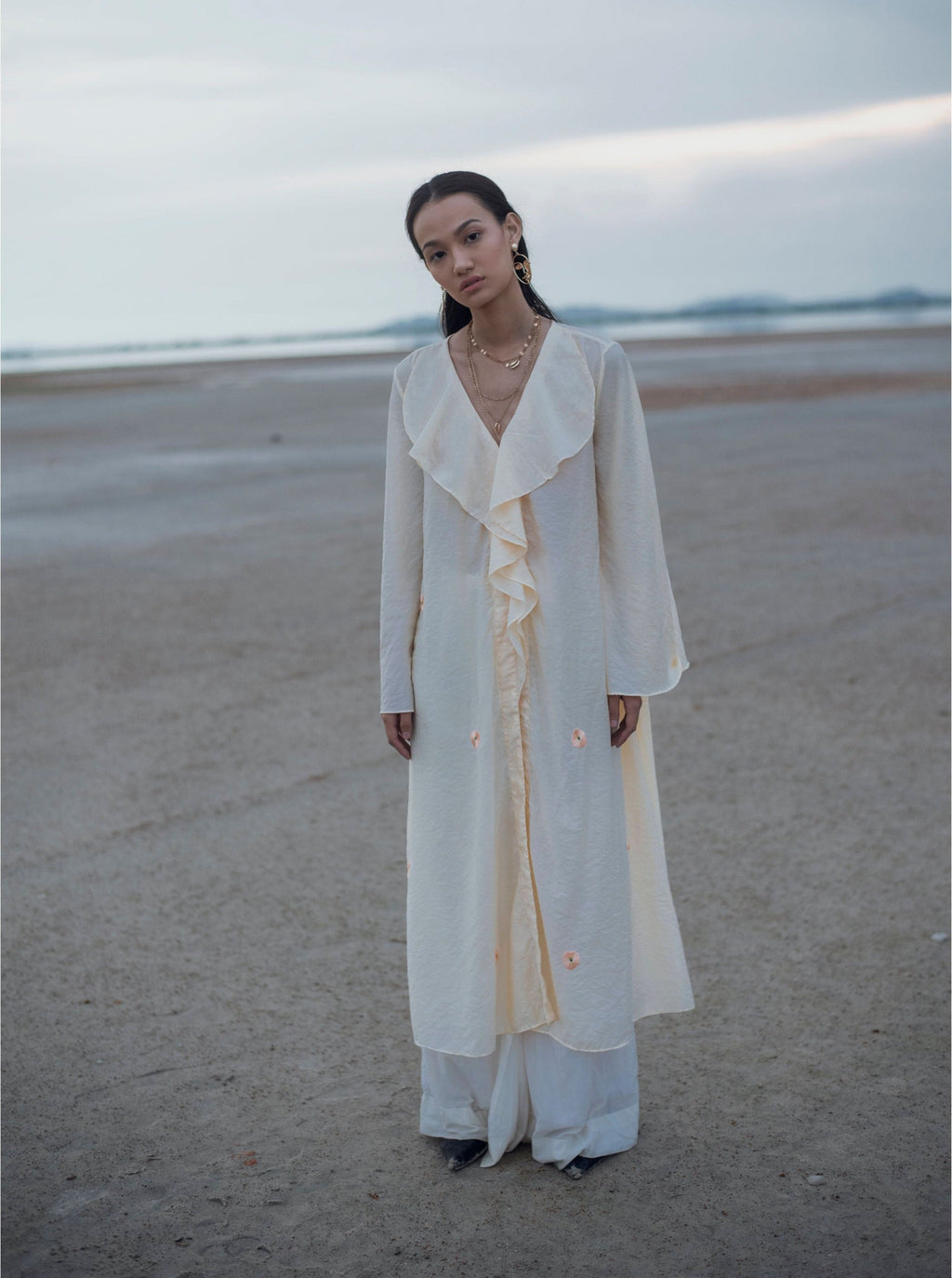 White Embroidered Shirt at Kamakhyaa by The Loom Art. This item is Chanderi Silk, Embroidered, July Sale, July Sale 2023, Natural, Party Wear, Regular Fit, Serendipity, Shirts, Tops, White, Womenswear