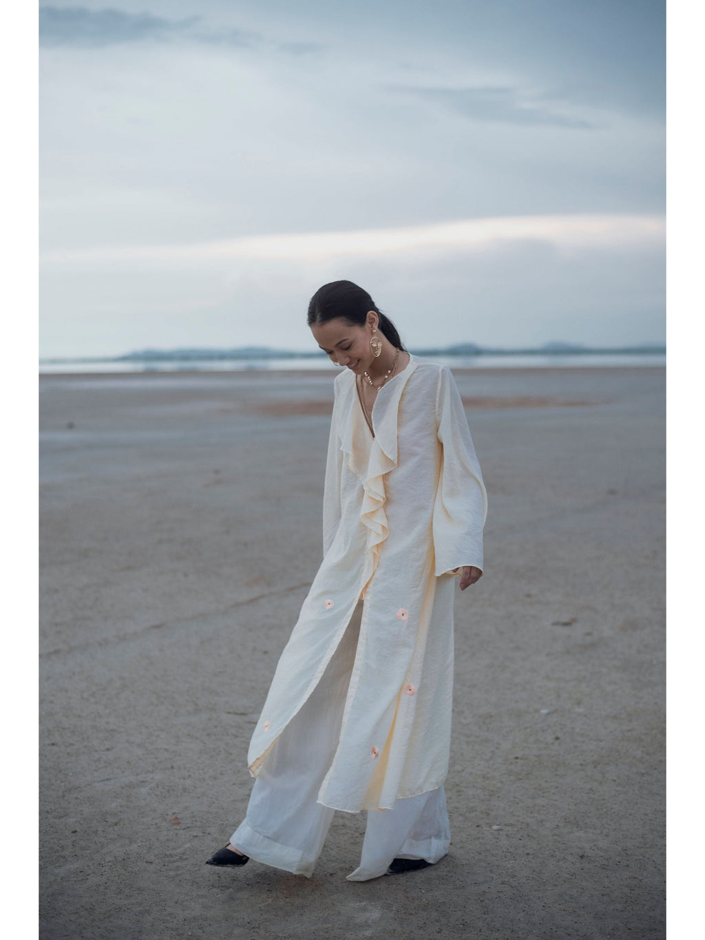 White Embroidered Shirt at Kamakhyaa by The Loom Art. This item is Chanderi Silk, Embroidered, July Sale, July Sale 2023, Natural, Party Wear, Regular Fit, Serendipity, Shirts, Tops, White, Womenswear