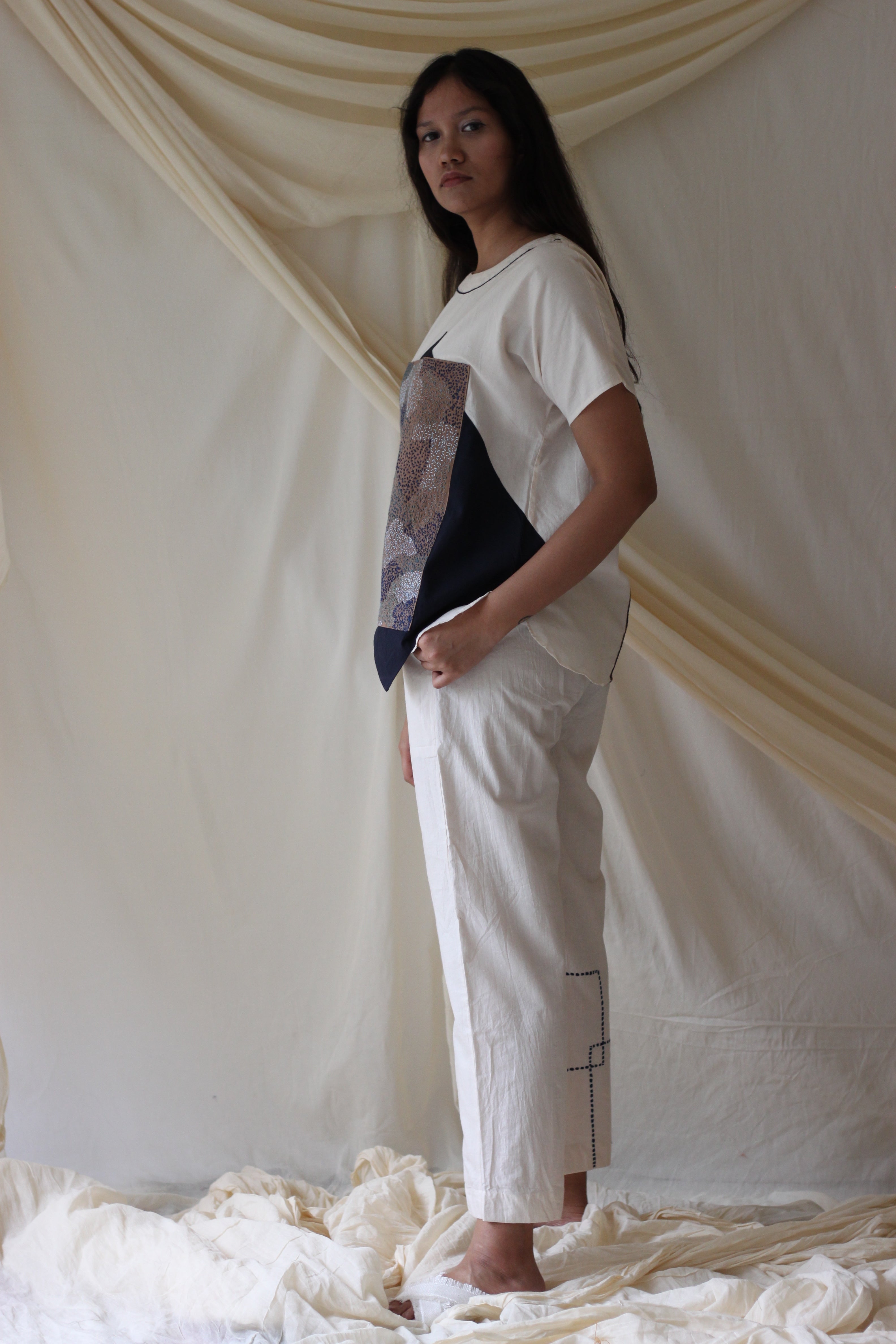 White Embroidered T-Shirt at Kamakhyaa by Chambray & Co.. This item is Casual Wear, Cotton, Natural, Regular Fit, Solids, T-Shirts, Tops, White, Womenswear