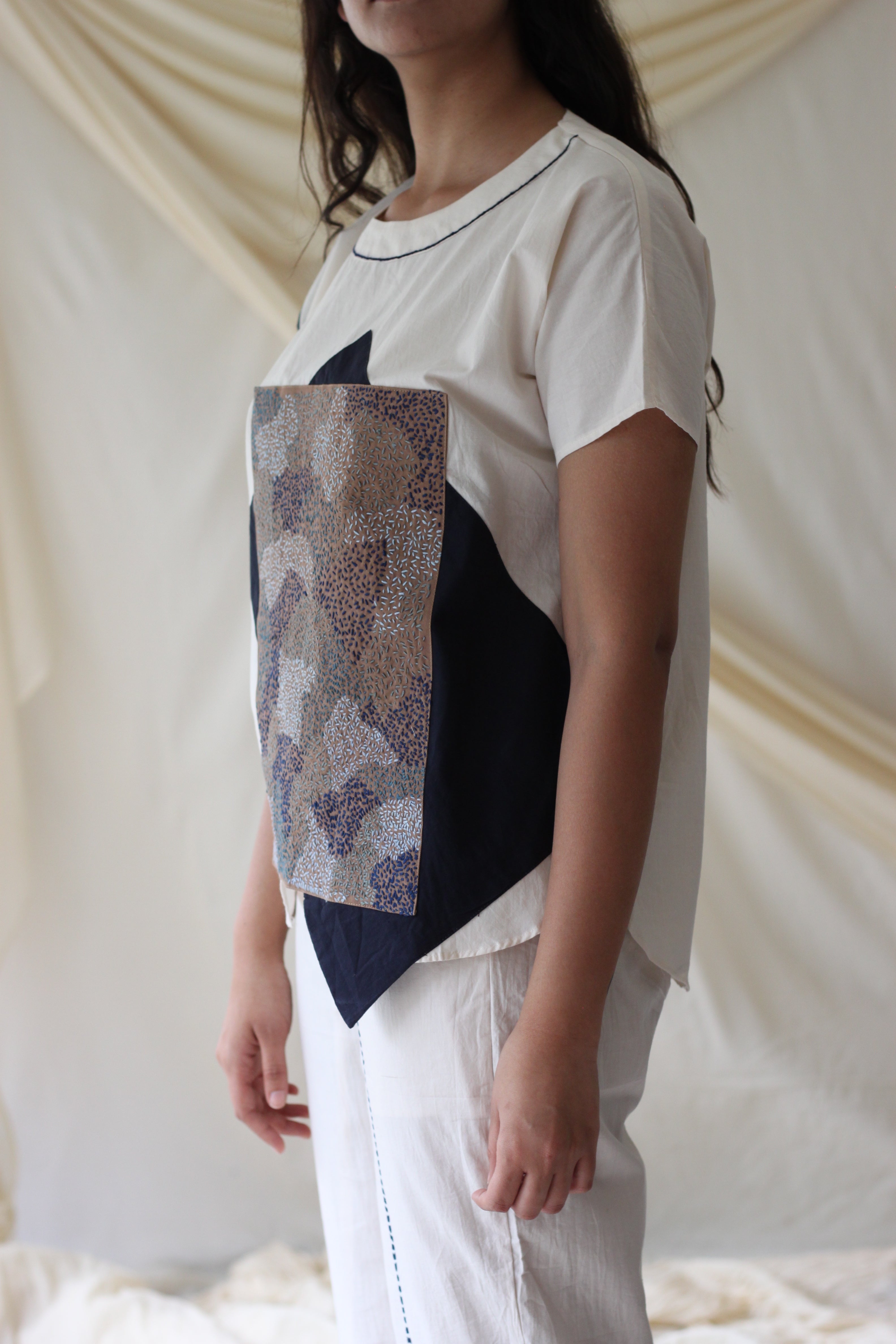 White Embroidered T-Shirt at Kamakhyaa by Chambray & Co.. This item is Casual Wear, Cotton, Natural, Regular Fit, Solids, T-Shirts, Tops, White, Womenswear
