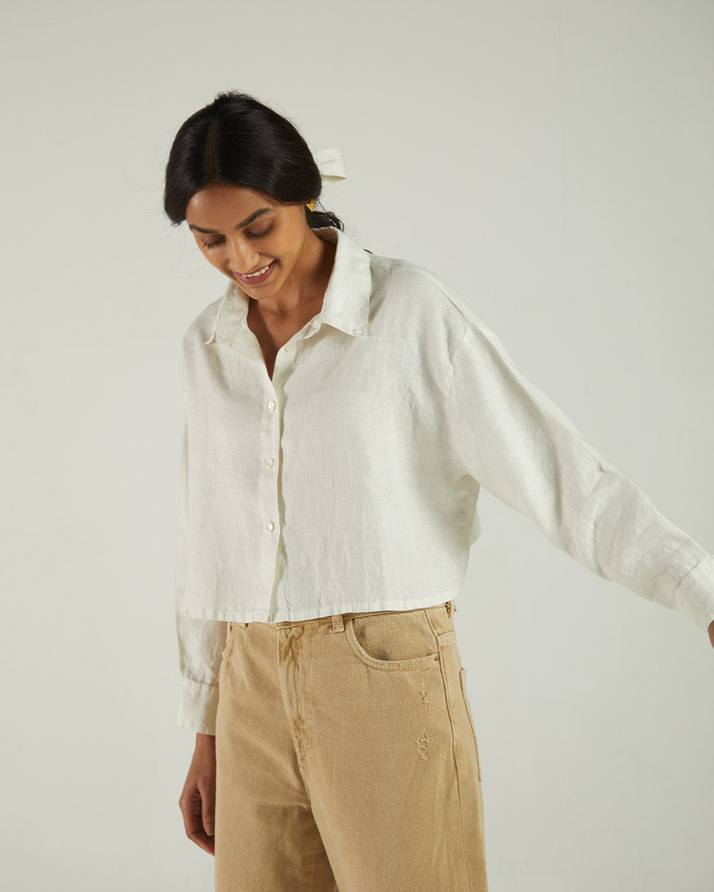 White Fullsleeve Shirt at Kamakhyaa by Reistor. This item is Bemberg, Casual Wear, Natural, Shirts, Solids, Tops, Womenswear