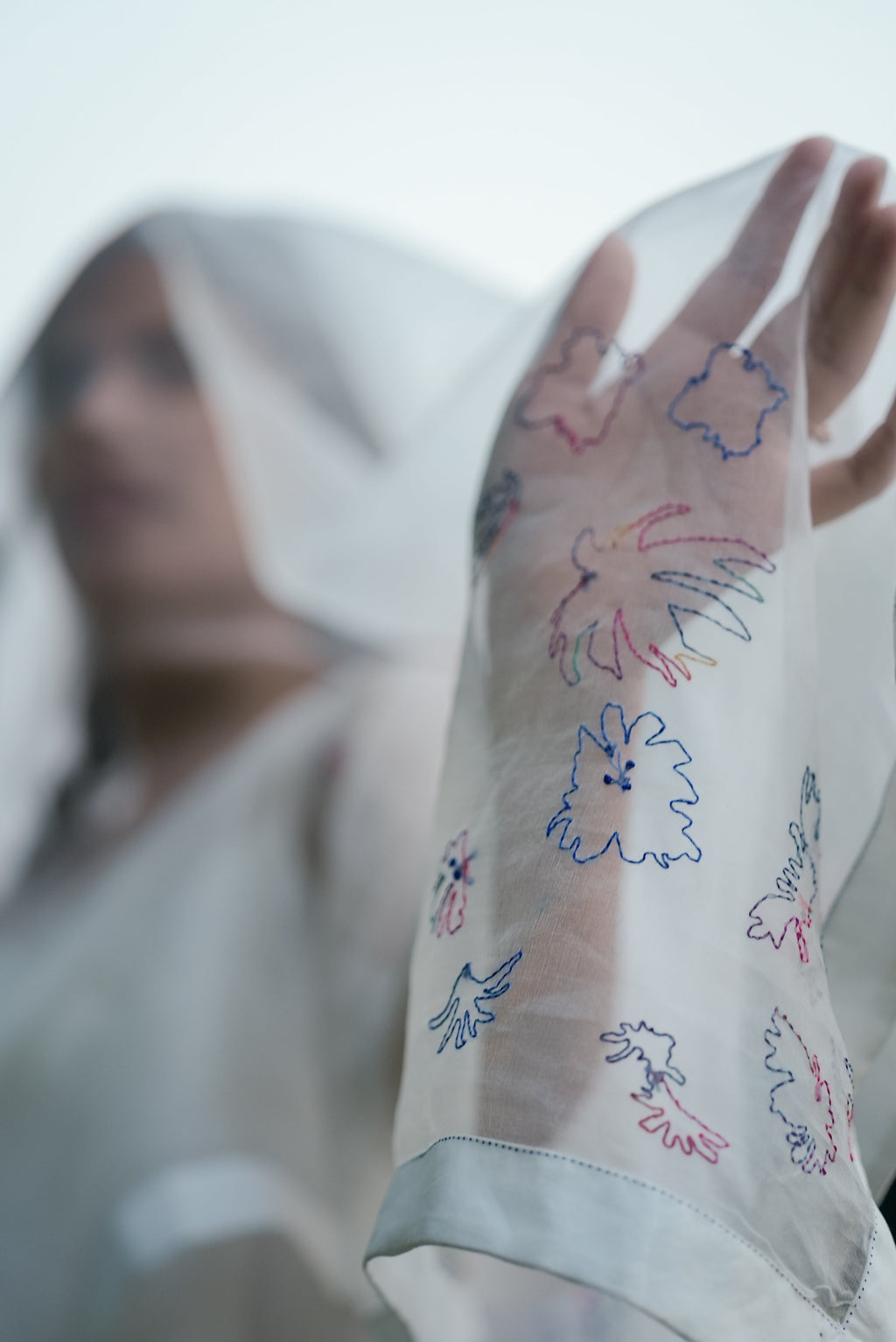 White Hand Embroidered Saree at Kamakhyaa by Ahmev. This item is Casual Wear, Cotton, Indian Wear, July Sale, July Sale 2023, Natural, Relaxed Fit, Sarees, Silk Organza, Stripes, White, Womenswear