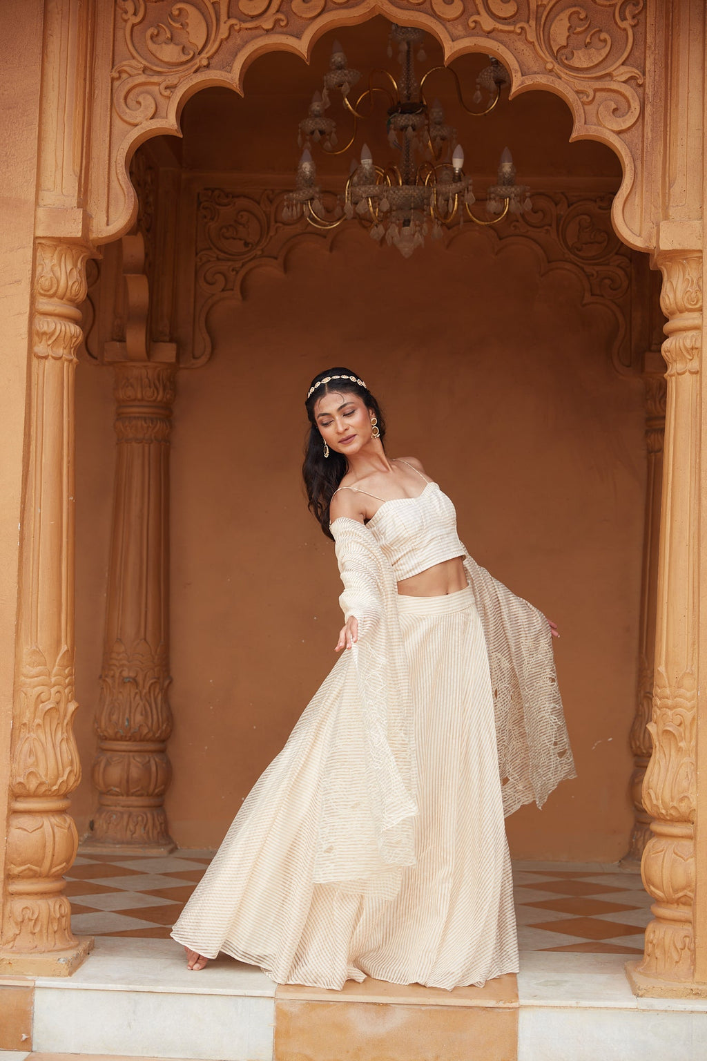 White Handwoven Chanderi Silk Lehenga at Kamakhyaa by Chambray & Co.. This item is Chambray & Co, Chanderi Silk, Embroidered, Indian Wear, Lehenga Sets, Natural, Party Wear, Regular Fit, Riwayat, White, Womenswear