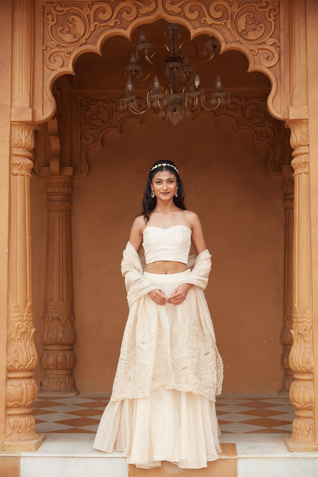 White Handwoven Chanderi Silk Lehenga at Kamakhyaa by Chambray & Co.. This item is Chambray & Co, Chanderi Silk, Embroidered, Indian Wear, Lehenga Sets, Natural, Party Wear, Regular Fit, Riwayat, White, Womenswear