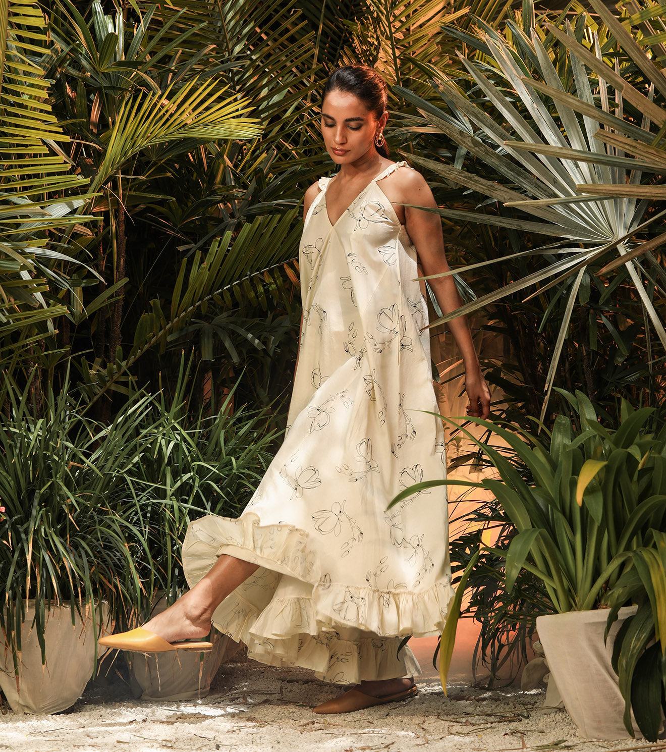 White Maxi Dress at Kamakhyaa by Khara Kapas. This item is Best Selling, Lost In paradise, Maxi Dresses, Mul Cotton, Natural, Regular Fit, Resort Wear, Sleeveless Dresses, Solids, White, Womenswear