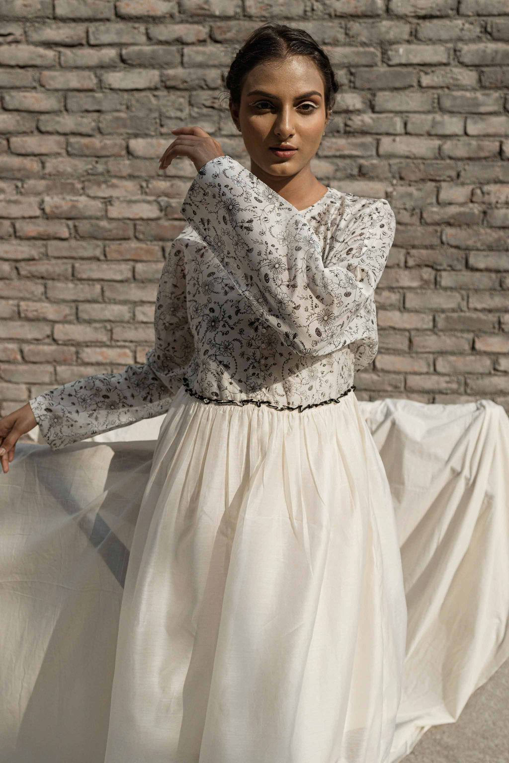 White Midi Dress And Slip at Kamakhyaa by Ahmev. This item is Casual Wear, Chanderi, FB ADS JUNE, Ink And Ivory, Midi Dresses, Natural, Prints, Relaxed Fit, White, Womenswear