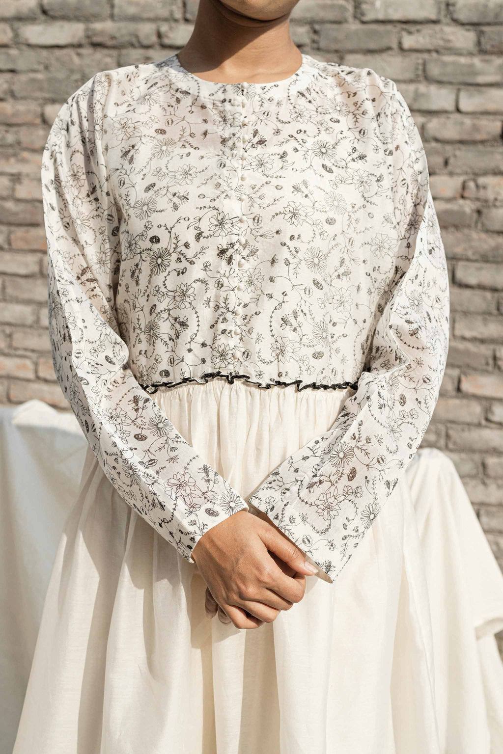 White Midi Dress And Slip at Kamakhyaa by Ahmev. This item is Casual Wear, Chanderi, FB ADS JUNE, Ink And Ivory, Midi Dresses, Natural, Prints, Relaxed Fit, White, Womenswear