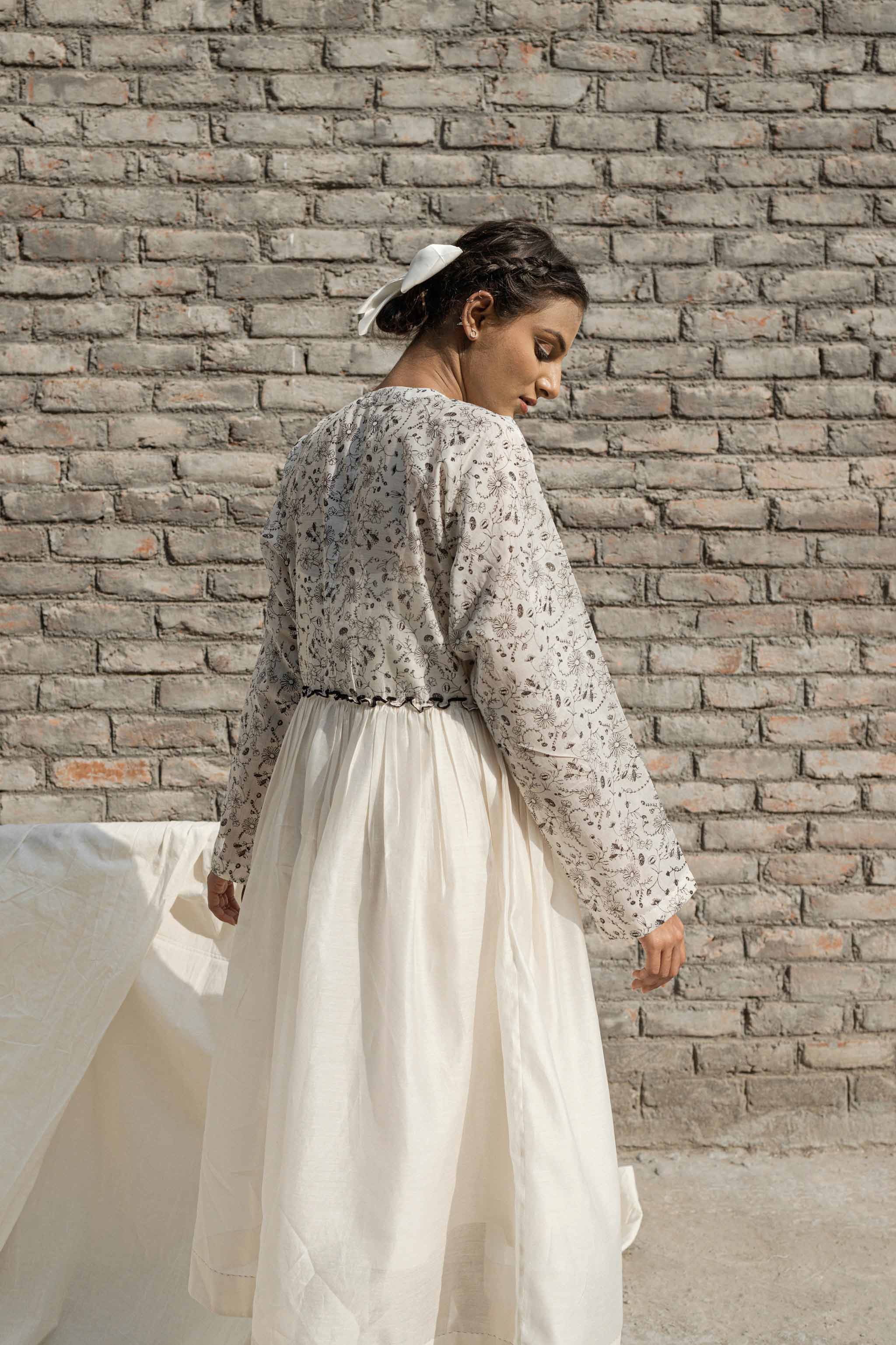 White Midi Dress And Slip at Kamakhyaa by Ahmev. This item is Casual Wear, Chanderi, FB ADS JUNE, Ink And Ivory, Midi Dresses, Natural, Prints, Relaxed Fit, White, Womenswear