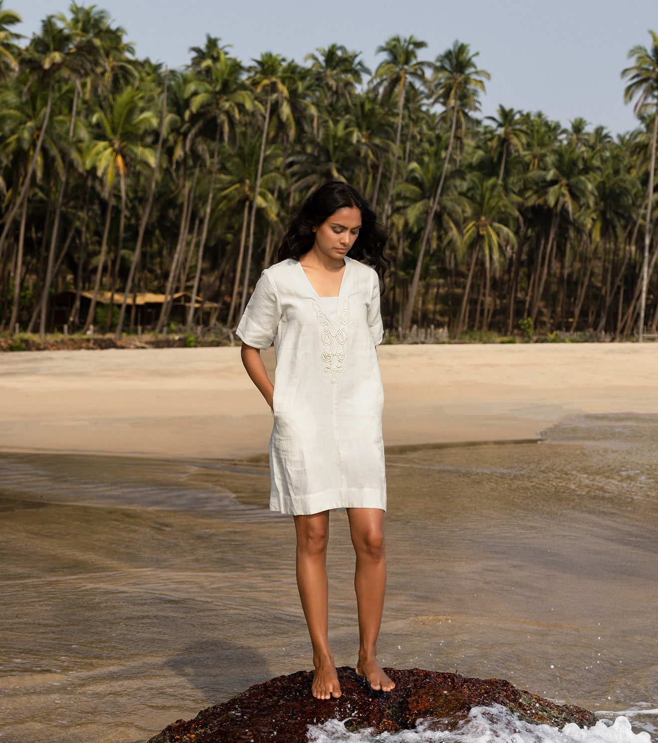 White Mini Dress at Kamakhyaa by Khara Kapas. This item is Cotton, Mini Dresses, Natural, Oh Carol, Regular Fit, Resort Wear, Solids, White, Womenswear
