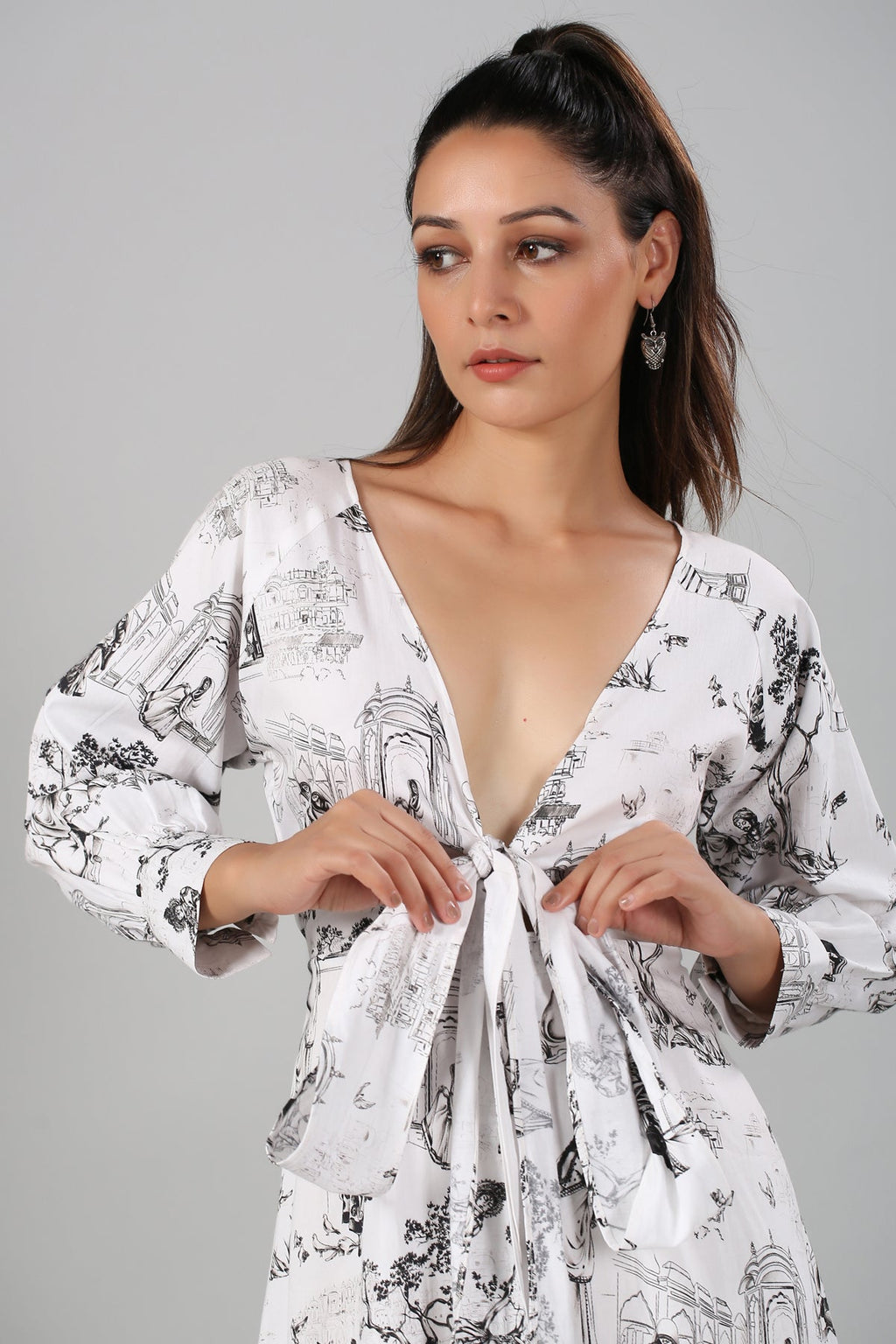 White Mini Dress at Kamakhyaa by MOH-The Eternal Dhaga. This item is Casual Wear, Cotton, Mini Dresses, Moh-The eternal Dhaga, Natural, Prints, Regular Fit, White, Womenswear