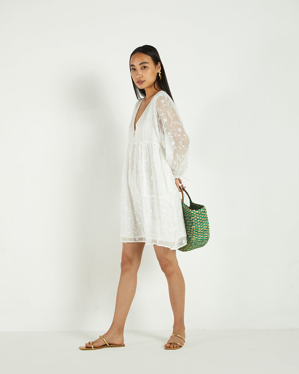 White Mini Dress at Kamakhyaa by Reistor. This item is Bemberg, Casual Wear, Chiffon, FB ADS JUNE, Highend fashion, Mini Dresses, Natural, Solids, White, Womenswear