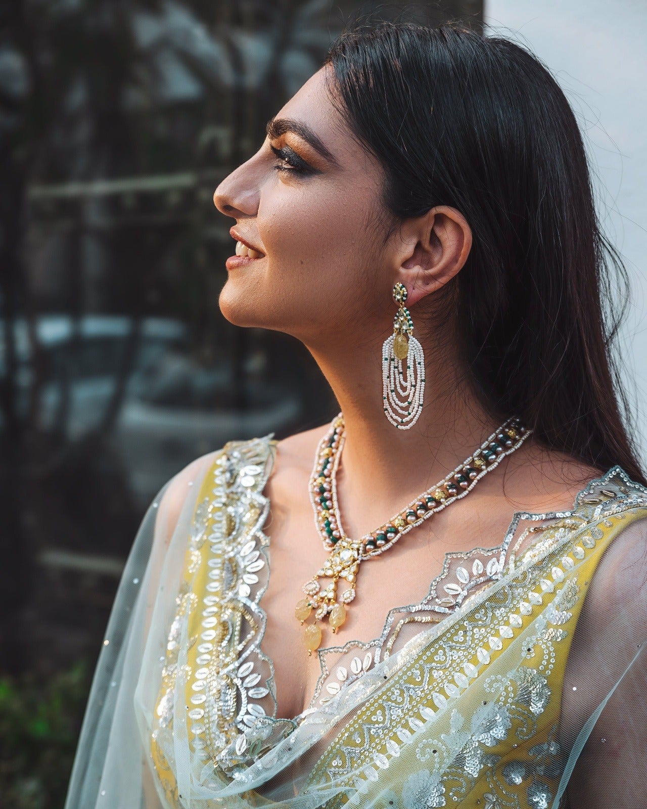 White Necklace Niseni Polki Citrine at Kamakhyaa by House Of Heer. This item is Add Ons, Festive Jewellery, Festive Wear, Free Size, Gemstone, jewelry, Jewelry Sets, July Sale, July Sale 2023, Mix metal, Multicolor, Natural, Pearl, Polkis, Textured, Wedding Gifts