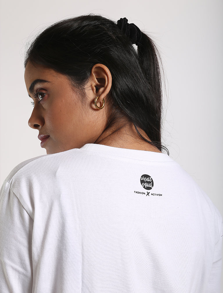 White Organic Cotton T-Shirt at Kamakhyaa by Wear Equal. This item is Casual Wear, Organic, Organic Cotton, Prints, Regular Fit, T-Shirts, White, Womenswear