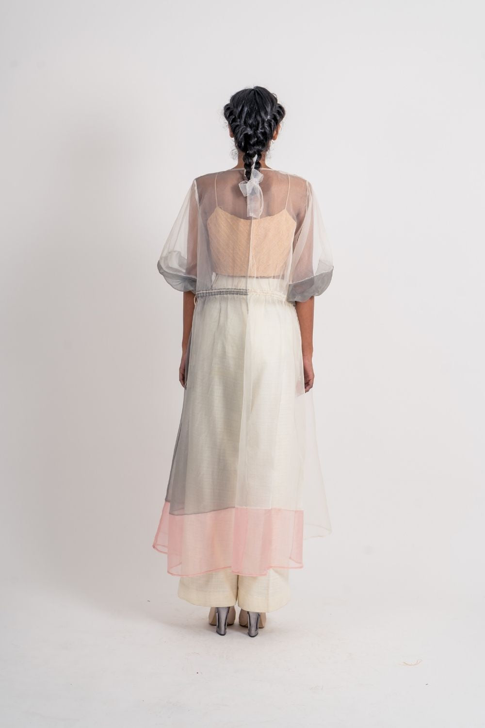 White Organza Shrug at Kamakhyaa by Ahmev. This item is Casual Wear, Grey, July Sale, July Sale 2023, Natural, Relaxed Fit, Shrugs, Silk Organza, Solids, Womenswear