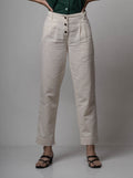 White Pants at Kamakhyaa by Lafaani. This item is Casual Wear, Cotton, Natural, Pants, Regular Fit, Solids, White, Womenswear