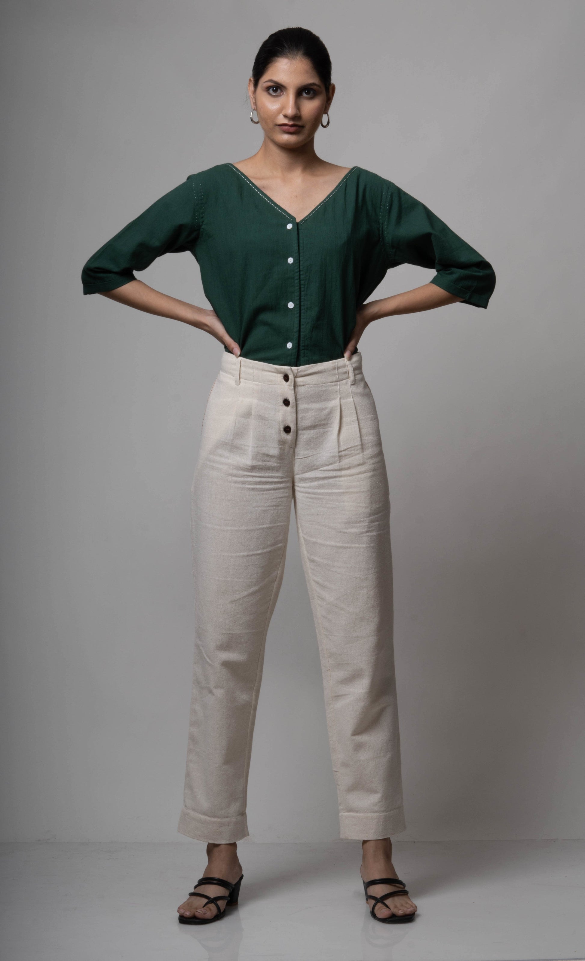 White Pants at Kamakhyaa by Lafaani. This item is Casual Wear, Cotton, Natural, Pants, Regular Fit, Solids, White, Womenswear