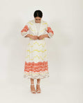 White Pleated Jacket Dress Set of 2 at Kamakhyaa by Rias Jaipur. This item is Azo Free Dye, Bamboo, Block Prints, Casual Wear, Cotton, Dress Sets, Parat, Regular Fit, White, Womenswear