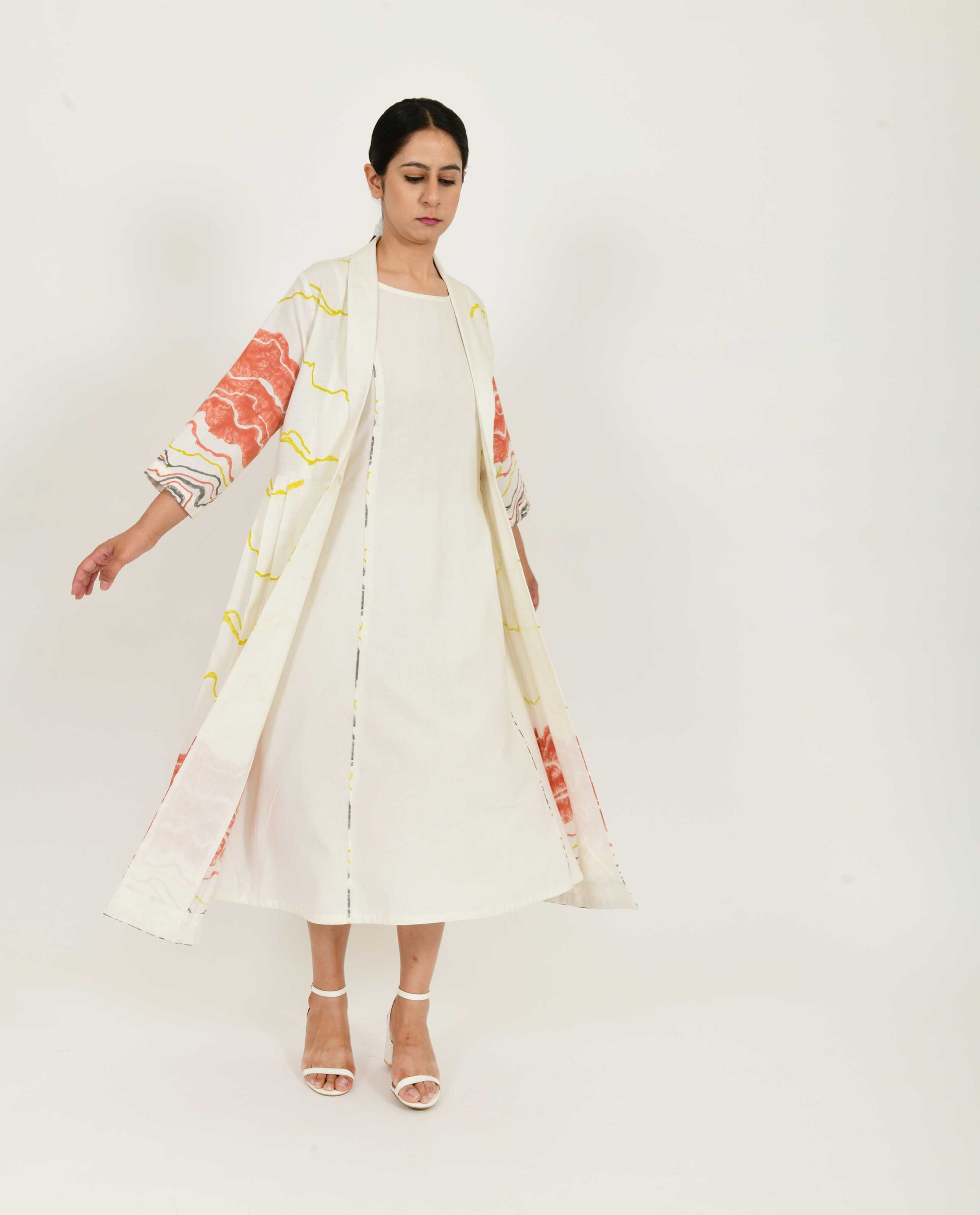 White Pleated Jacket Dress Set of – Kamakhyaa