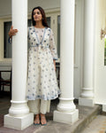 White Printed Cotton Midi Dress With Jacket at Kamakhyaa by Taro. This item is Co-ord Sets, Dress Sets, Evening Wear, Gulzar Taro, Handwoven cotton, Indo-Western, Jackets, July Sale, July Sale 2023, Natural, Prints, Regular Fit, White, Womenswear