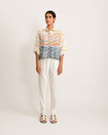 White Printed Crop Top at Kamakhyaa by Rias Jaipur. This item is Azo Free Dye, Bamboo, Block Prints, Casual Wear, Cotton, Crop Tops, Parat, Regular Fit, Shirts, White, Womenswear
