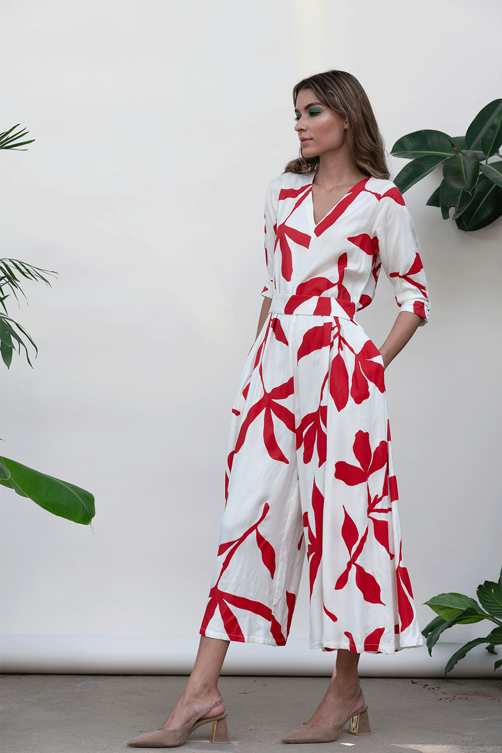 White Printed Jumpsuit at Kamakhyaa by Kanelle. This item is Best Selling, Bold is beautiful, Casual Wear, July Sale, Jumpsuits, Natural with azo dyes, Prints, Relaxed Fit, Viscose twill, White, Womenswear