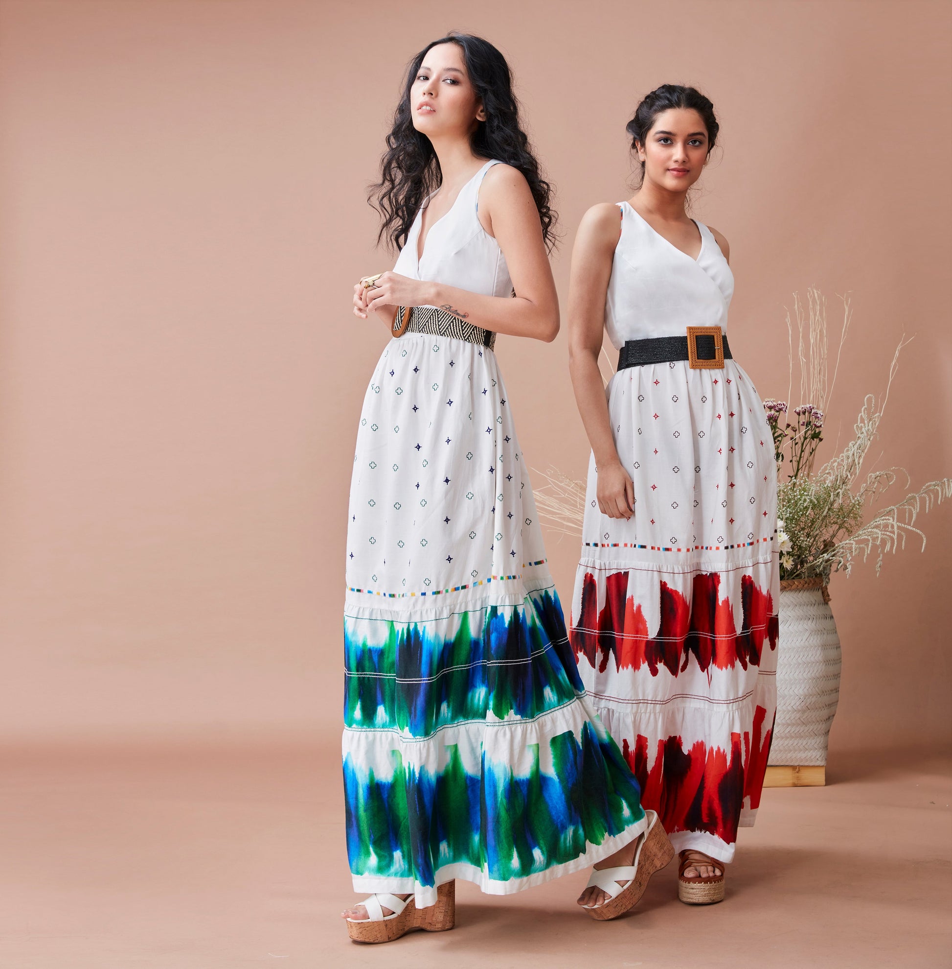 White Printed Maxi Dress at Kamakhyaa by Dan Ba. This item is Cotton, July Sale, July Sale 2023, Maxi Dresses, Natural, Prints, Relaxed Fit, Resort Wear, Sleeveless Dresses, Strap Dresses, White, Womenswear