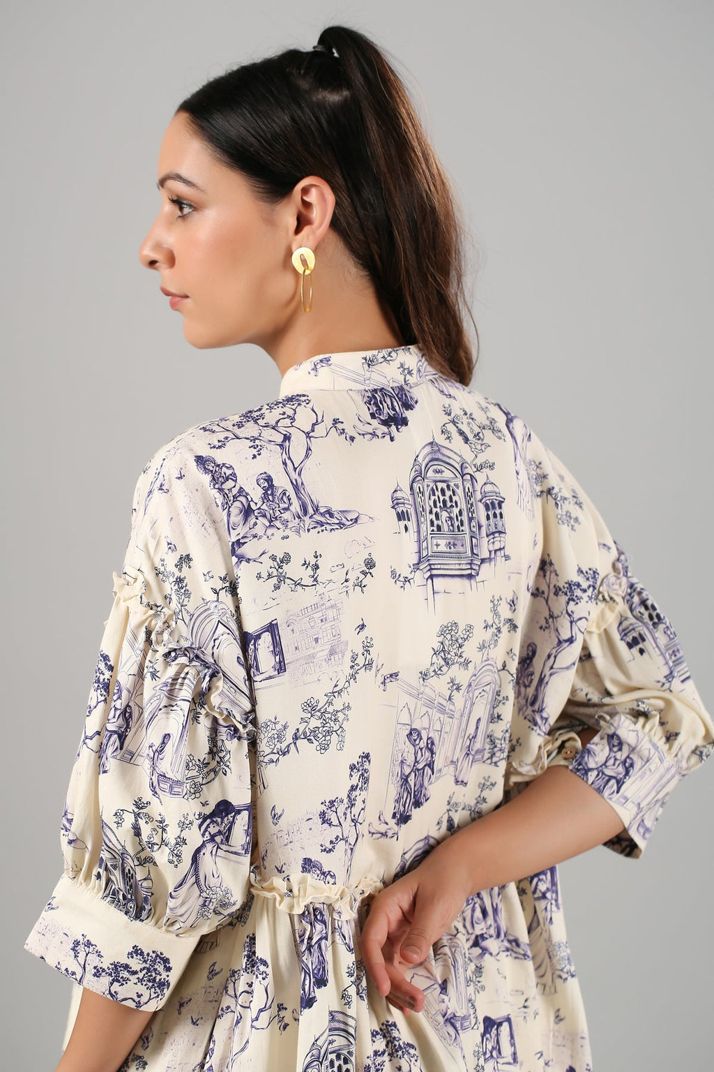 White Printed Mini Dress at Kamakhyaa by MOH-The Eternal Dhaga. This item is Casual Wear, Cotton, Mini Dresses, Moh-The eternal Dhaga, Natural, Prints, Relaxed Fit, Shirt Dresses, White, Womenswear