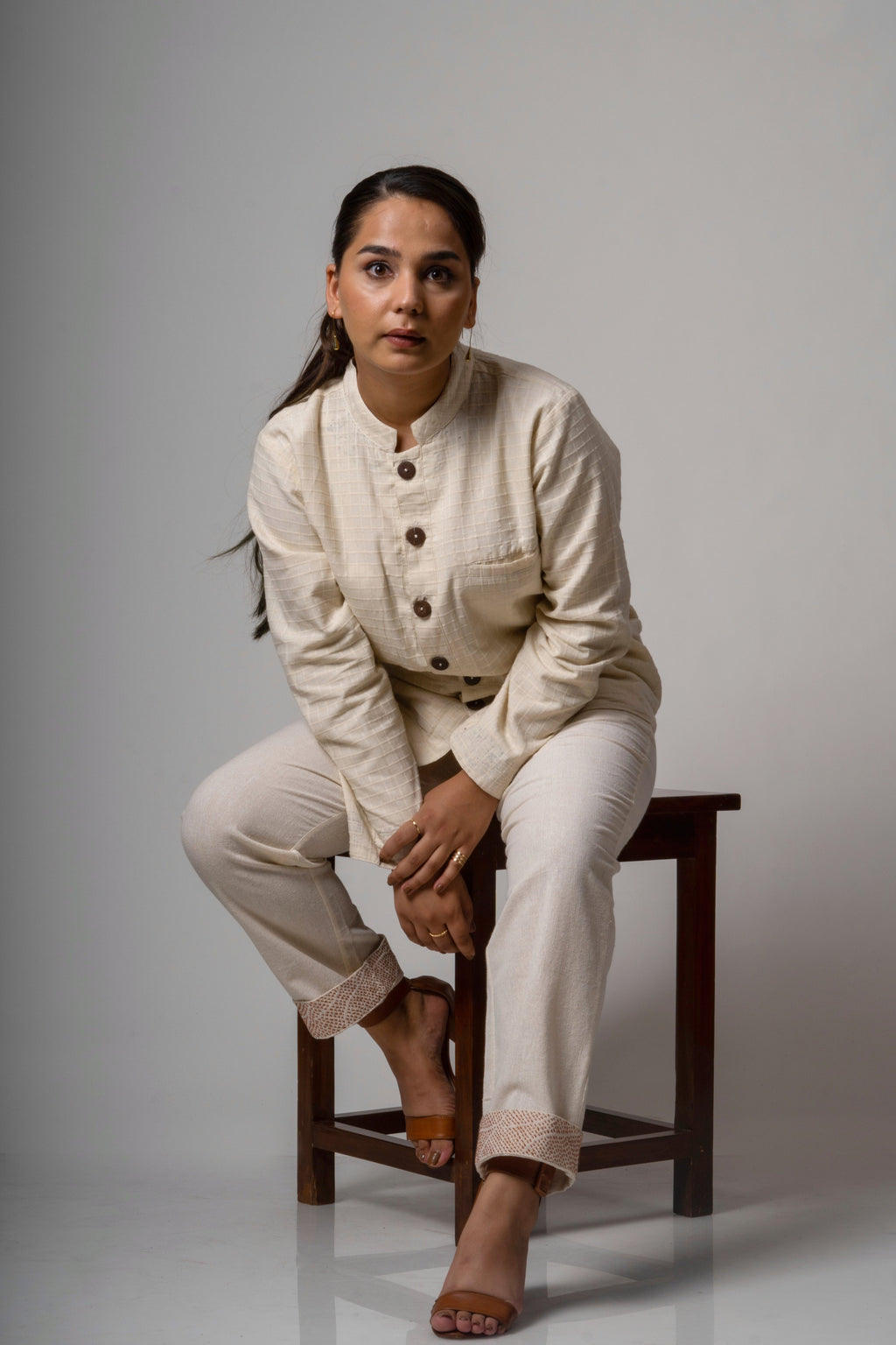 White Reversible Cotton Jacket at Kamakhyaa by Lafaani. This item is Casual Wear, Cotton, Jackets, Natural, Regular Fit, Reversible, Solids, White, Womenswear