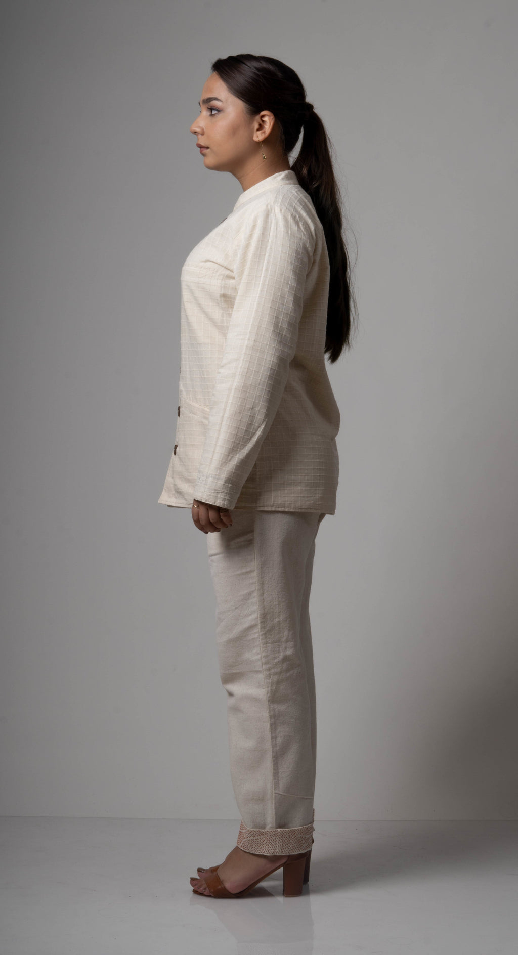 White Reversible Cotton Jacket at Kamakhyaa by Lafaani. This item is Casual Wear, Cotton, Jackets, Natural, Regular Fit, Reversible, Solids, White, Womenswear